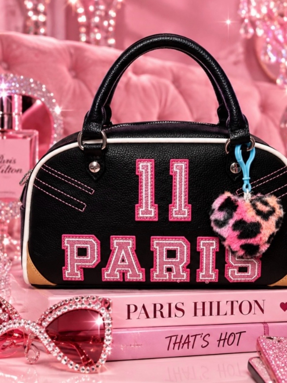 Paris Hilton Logo Y2K Bowler Bag Purse with charm